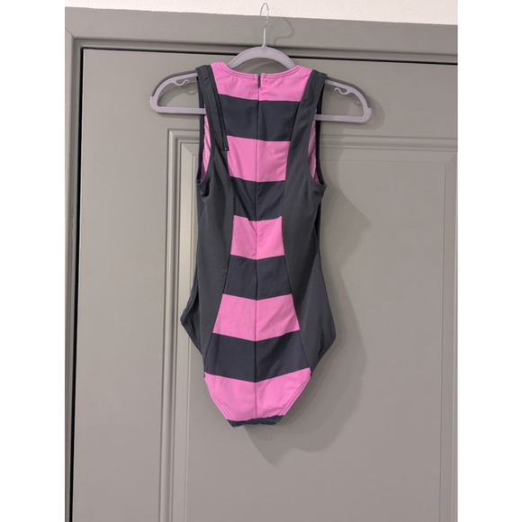Women's DKNY Gray Pink Striped One Piece Swimsuit Size 6 - Picture 3 of 8